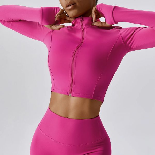 I bela, 2024,  Zářivě růžový, Crop top na zip