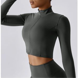 I bela, 2024, šedé, crop top na zip