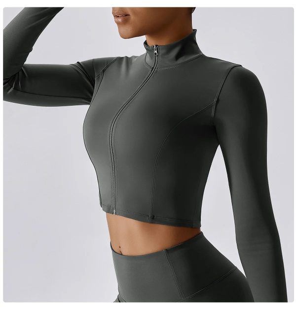 I bela, 2024, šedé, crop top na zip
